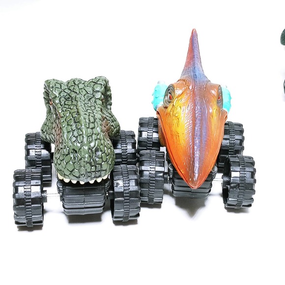 Vtg Dinosaur Heads Pull Back Racer Cars Set of 6 (eb a/b) - Picture 5 of 9